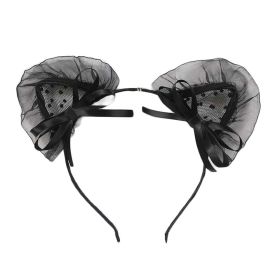 Lace Cat Ear Hairband Black Masquerade Halloween Party Cosplay Costume Headband