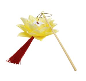 Portable Blossom Lotus Flower Light Lamp with Handle for Chinese Lantern Festival - Yellow