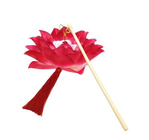 Portable Blossom Lotus Flower Light Lamp with Handle for Chinese Lantern Festival - Hot Pink