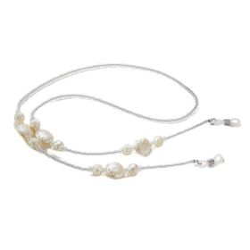 2 Pcs Vintage White Acrylic Beads Eyeglass Chain Shell Reading Glasses Chain Necklace String Sunglasses Neck Strap Holder