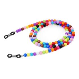 2 Pcs Colorful Round Beaded Sunglasses Holder String Eyewear Reading Glasses Chain Eyeglass Strap Necklace