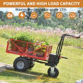 Wheelbarrow Utility Cart Electric Powered Cart 48V28Ah 500W Capacity 500lbs (230kg) Material Hauler 1000lbs Towing