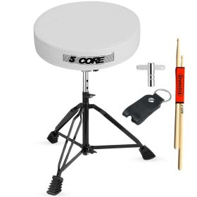 5Core Drum Throne Padded Guitar Stool Height Adjustable Drummer Seat Music Chair for Adults And Kids - WHITE