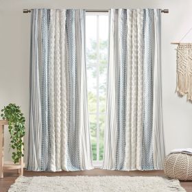 Cotton Printed Curtain Panel with Chenille Stripe and Lining(Only 1 Pc Panel)