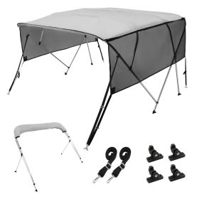 VEVOR 4 Bow Bimini Top Boat Cover, Detachable Mesh Sidewalls, 600D Polyester Canopy with 1" Aluminum Alloy Frame, Includes Storage Boot, 2 Straps