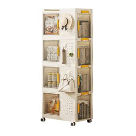 4-Tier Rolling Storage bookcase with Wheels, Large Capacity Storage bins, Mobile Multifunction Utility Rolling Storage Organizer,Mobile Shelvi