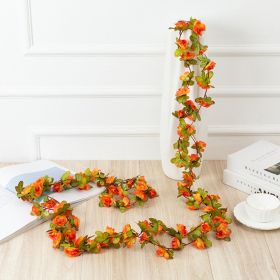 1pc 98.43inch/8.2ft Rose Artificial Flowers; Artificial Flower Christmas Garland; Fake Rose Vine For Wedding Home Room Decoration Spring Autumn Garden (Quantity: 1pc, Color: Orange)