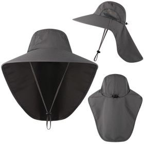 Wide Brim Bucket Hat with Neck Cover Quick Dry Large Brim Fishing Hat Outdoor Sports Jungle Hiking Hat Men Fishermen Sun Hat Cap (Color: Black)