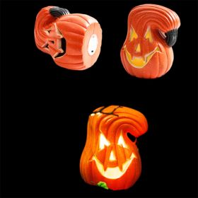 Halloween LED Pumpkin Lantern Novelty Party Decoration Figurine Lantern (Color: bent pumpkin, size: warm light)