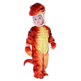 Kids Purim Costumes Halloween Christmas Triceratops Dinosaur T-Rex Cosplay Costume Jumpsuit Carnival Party Costumes Disfraz (Color: Red, size: Kids 120cm)