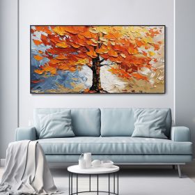 Handmade Oil Painting Autumn Tree Painting On Canvas Richly Textured Autumn Leaves Canvas Wall Art Impressionist Maple Tree Autumn Wall Decor Bedroom (Style: 01, size: 150x100cm)