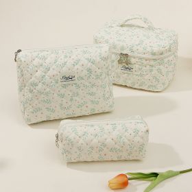 Cosmetic Bags for Women(3 pcs) Cute FloralMakeup Bag, Organizer Storage Make Up Bag,Travel Toiletry bags,Handbags Purses (Color: Light Green Flower)