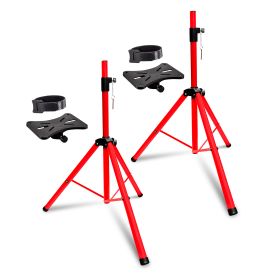 5 Core Speaker Stand Tripod Floor Tall Pair Adjustable Up to 72 Inch DJ Studio Monitor Stands Pole Mount  - SS ECO 2PK WoB (Color: Red)