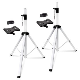 5 Core Speaker Stand Tripod Floor Tall Pair Adjustable Up to 72 Inch DJ Studio Monitor Stands Pole Mount  - SS ECO 2PK WoB (Color: White)