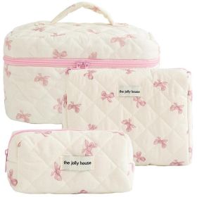 Cosmetic Bags for Women(3 pcs) Cute FloralMakeup Bag, Organizer Storage Make Up Bag,Travel Toiletry bags,Handbags Purses (Color: Pink Pink Bow)